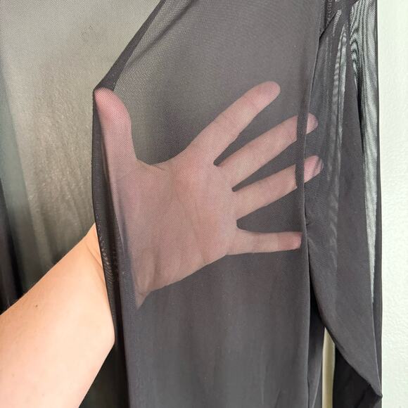 EYE CANDY Open Mesh Cardigan Womens 3X Plus Cover Up Duster Midnight Black - Picture 5 of 7